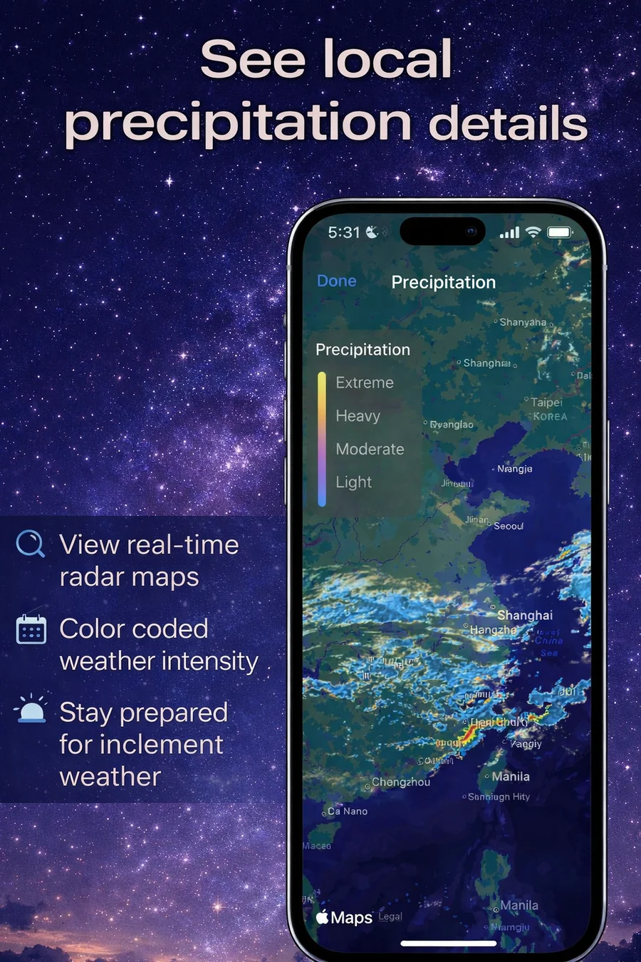 AstraScope precipitation radar map
