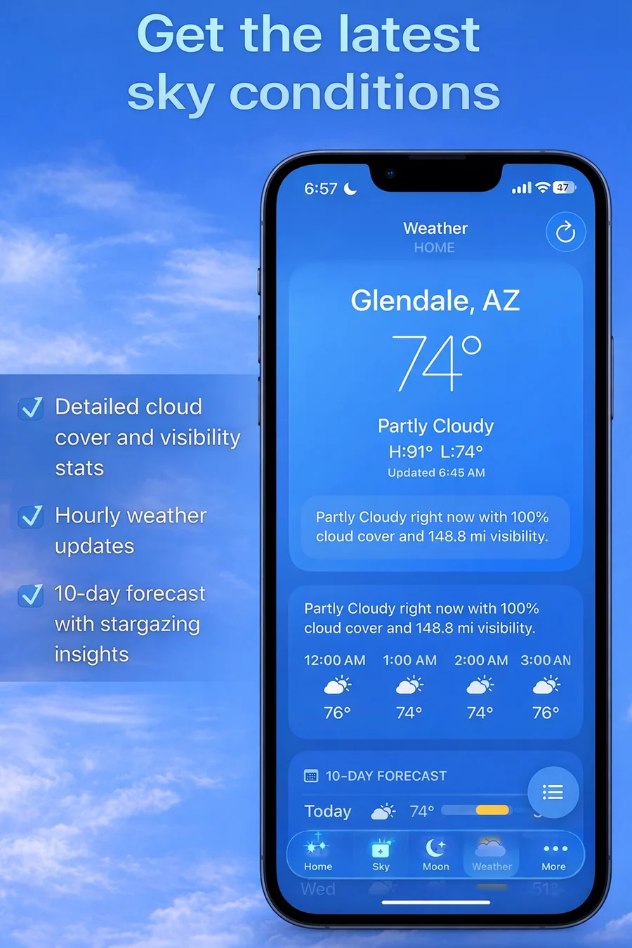 AstraScope sky weather and forecast screen